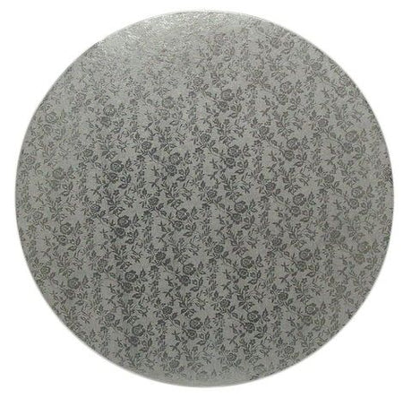 Rose Design Embossed Silver Foil - Round Cake Drum - 16" Round