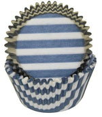 Steel Blue Stripe - Baking Cup - 2" (Dia) x 1-1/4" (H)