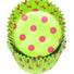 Hot Dots - Lime W/Hot Pink Dots - Baking Cup - 2" (Dia) x 1-1/4" (H)