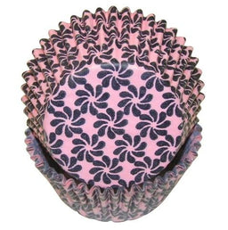 Pinwheel Pink W/Black - Baking Cup - 2" (Dia) x 1-1/4" (H)