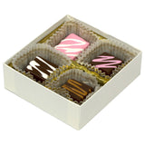 White Gloss - Clear Lid - Rigid Candy Box - Lid & Base - (1/8 lb) 3-1/2 x 3-1/4 x 1-1/8"