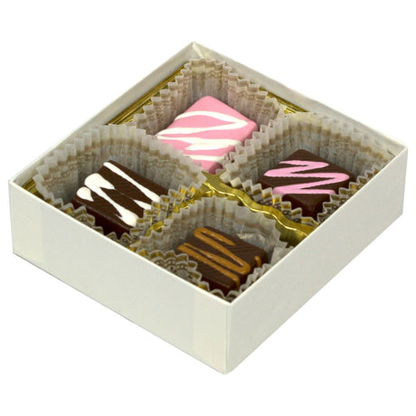 White Gloss - Clear Lid - Rigid Candy Box - Lid & Base - (1/8 lb) 3-1/2 x 3-1/4 x 1-1/8"