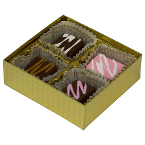 Gold Diamond - Clear Lid - Rigid Candy Box - Lid & Base - (1/8 lb) 3-1/2 x 3-1/4 x 1-1/8"