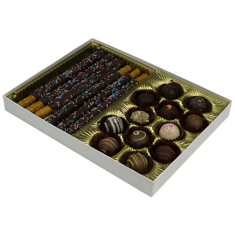 White Gloss - Clear Lid - Rigid Candy Box - Lid & Base - (1 lb) 10-1/2 x 8-1/8 x 1-1/8"