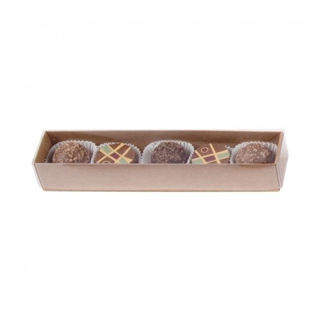 Kraft/Clear Lid - Long Candy Box - (5 Pc.) 6-7/8 x 1-1/4 x 1-1/8"