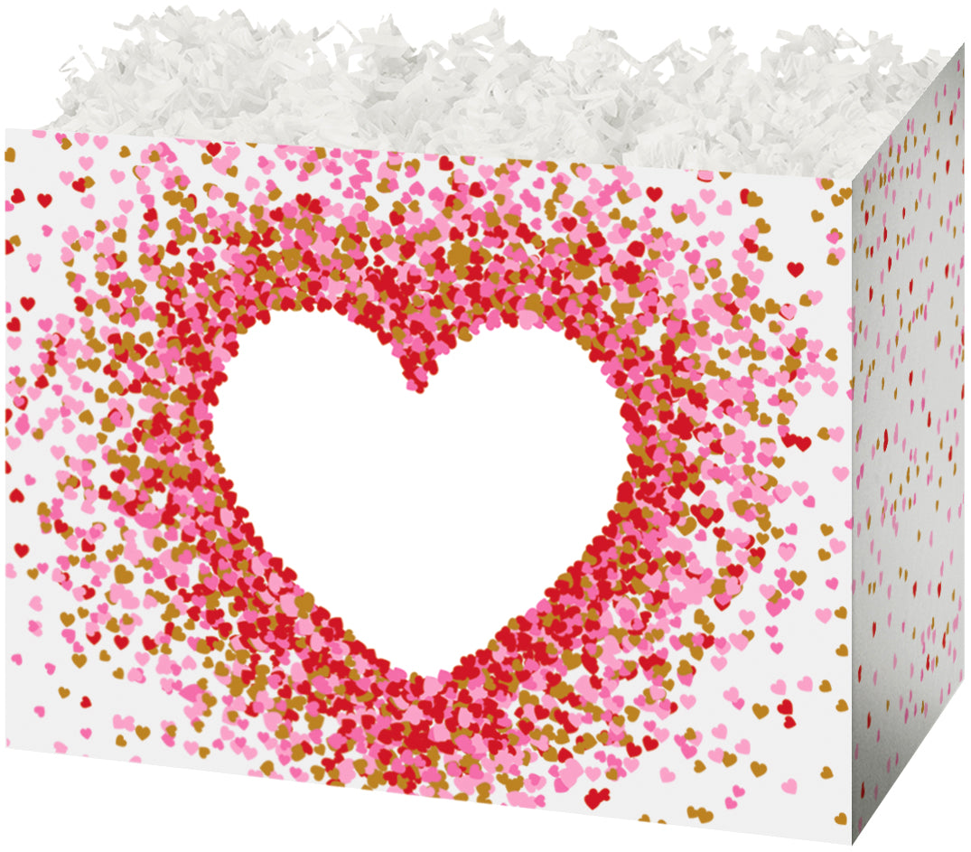 Heart Shaped Confetti - Basket Box - 10-1/4 x 6 x 7-1/2"