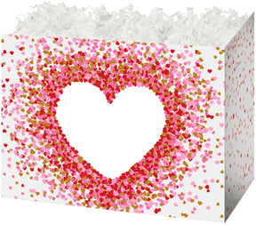 Heart Shaped Confetti - Basket Box - 10-1/4 x 6 x 7-1/2"