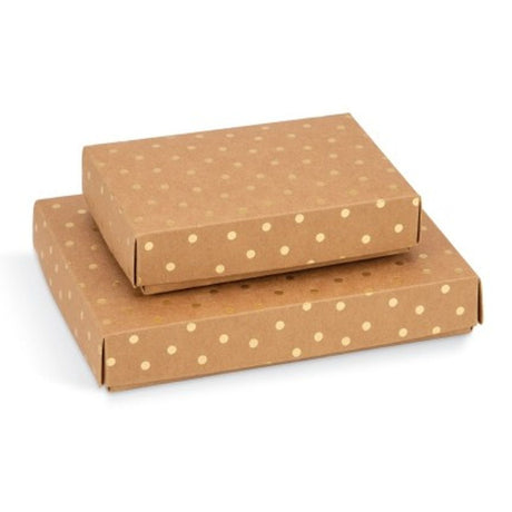 Kraft with Gold Dots - Candy Box Lid - Lid - 4-3/4 x 3-1/4 x 1"