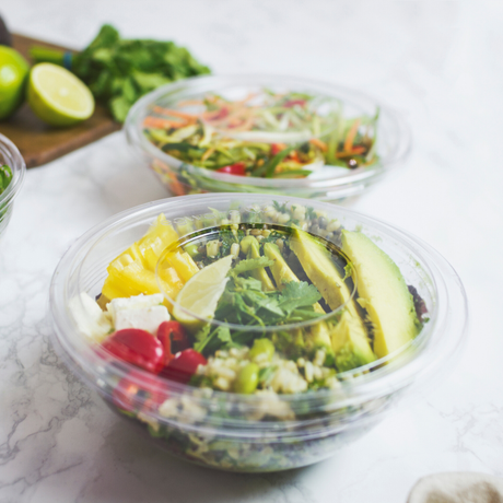Vegware 185-Series PLA Flat Lid for Bon Appetit Bowls, Clear, Compostable (QTY 300), SKU VL185F