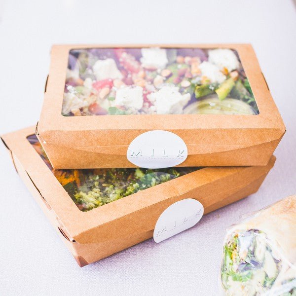 Vegware 32 oz Window Salad Box Kraft with PLA Window Compostable (QTY 300), SKU 01VWSALAD
