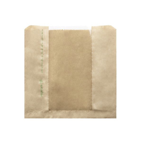 Vegware 8.5 x 8.5 in Kraft Paper Window Bag with NatureFlex, Compostable (QTY 1000), SKU VNWB10