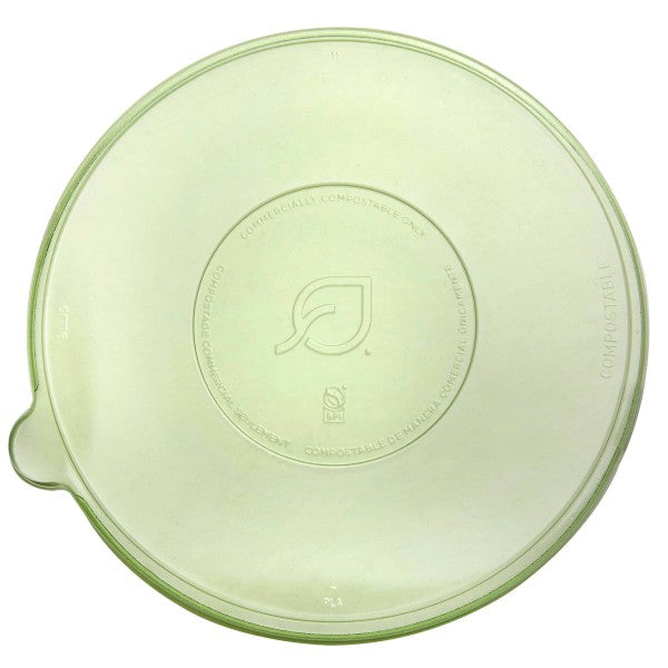 Vegware Veridian CPLA Flat Lid for 24-46 oz Coupe Bowls Green Compostable Takeout Lid (QTY 400), SKU VW-BLLIDGN