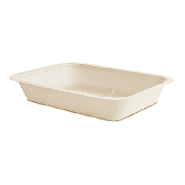 Vegware Nourish Gourmet 42 oz Rectangle Molded Fiber Food Tray Compostable Takeout Container (QTY 600), SKU VW-GB42V5NFA
