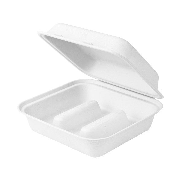 Vegware Nourish 7 in Taco Clamshell Molded Fiber Compostable Takeout Container White (QTY 300), SKU VW-HC73NFA