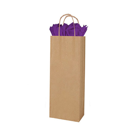 Natural Kraft - Wine Bag - Paper - 5-1/4 x 3-1/2 x 13" (Single Bottle)