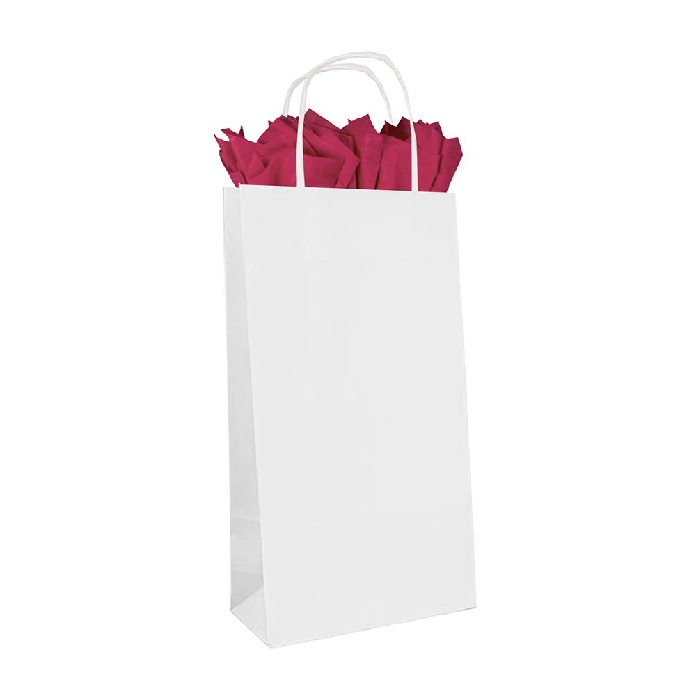 White Kraft - Double Bottle Wine Bag - 6-1/2 x 3-1/2 x 13" (Double Bottle)