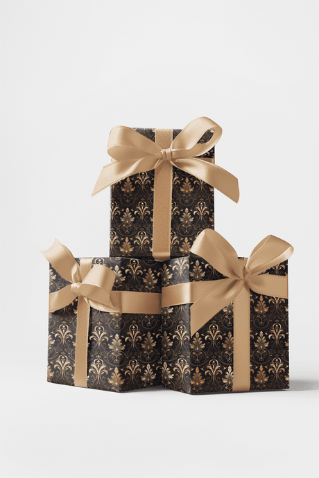 Regal Midnight Filigree - Baroque Filigree Wrapping Paper