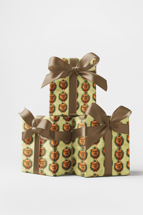 Yuletide Floof - Pomeranian Wrapping Paper