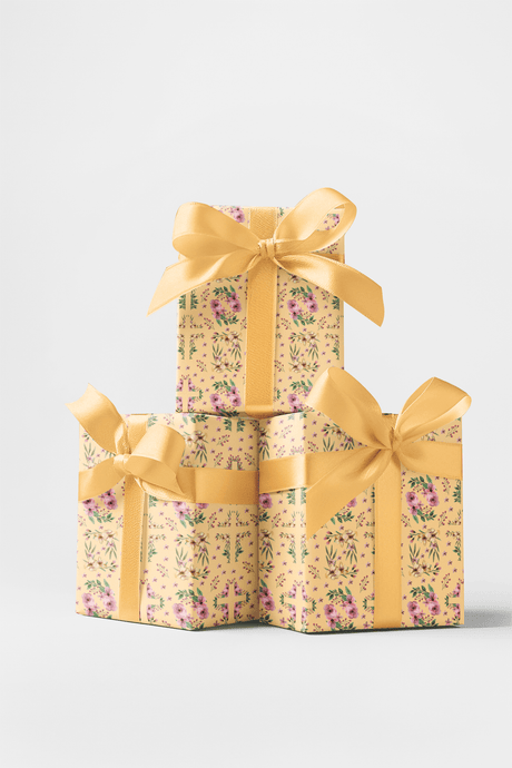 Easter Floral Cross - Orange Cream Wrapping Paper
