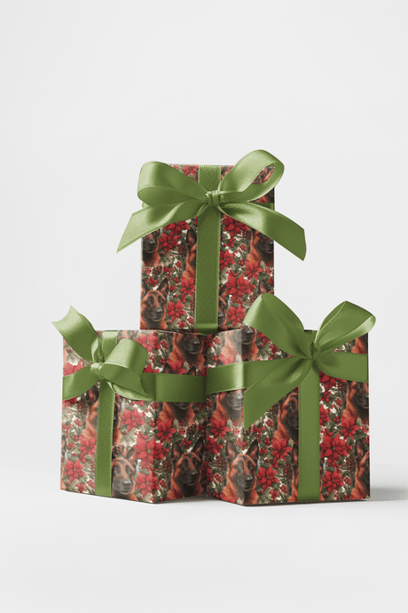 Ember Eyes, Winter Watch - Belgian Malinois Wrapping Paper