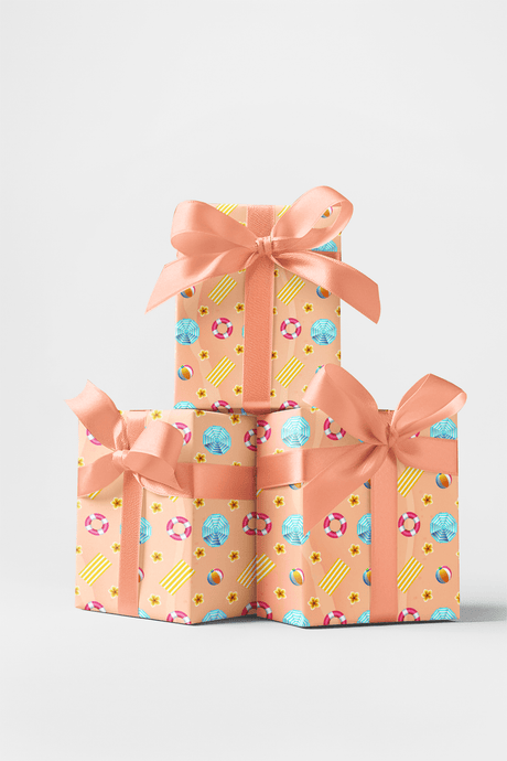 Peachy Beach Day - Watercolor Stripes Wrapping Paper
