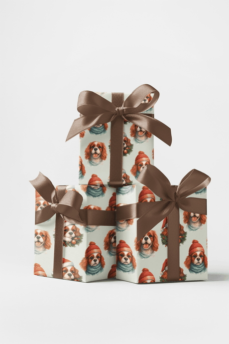 Velvet Ears, Silent Cheer - Cavalier King Charles Spaniel Wrapping Paper