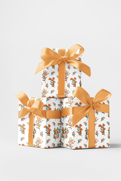 Orange Wild Flowers - Wildflowers Wrapping Paper