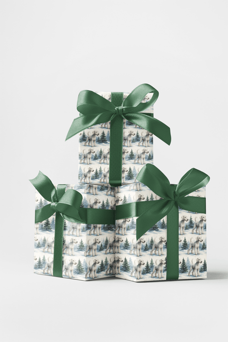 Velvet Frost & Festive Whimsy - Bedlington Terrier Wrapping Paper