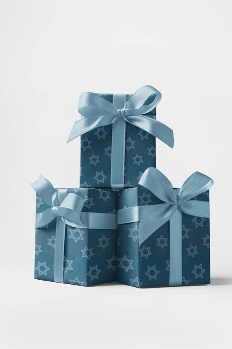 Shining Stars of David - Hanukkah Design Wrapping Paper