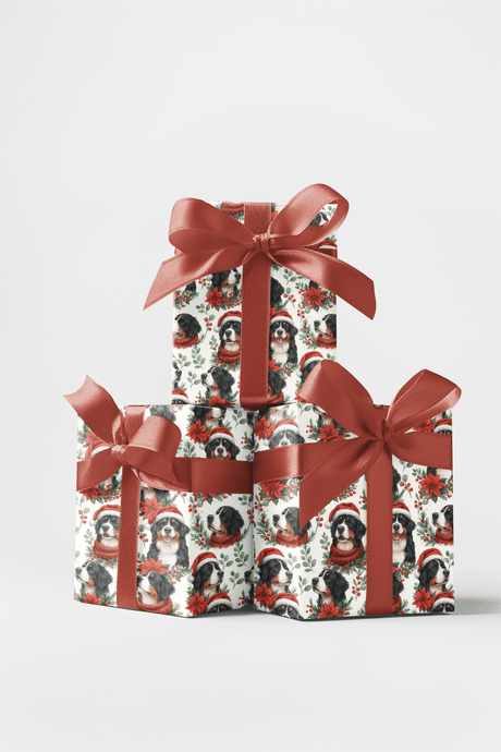 Gentle Giant, Yuletide Glow - Bernese Mountain Dog Wrapping Paper
