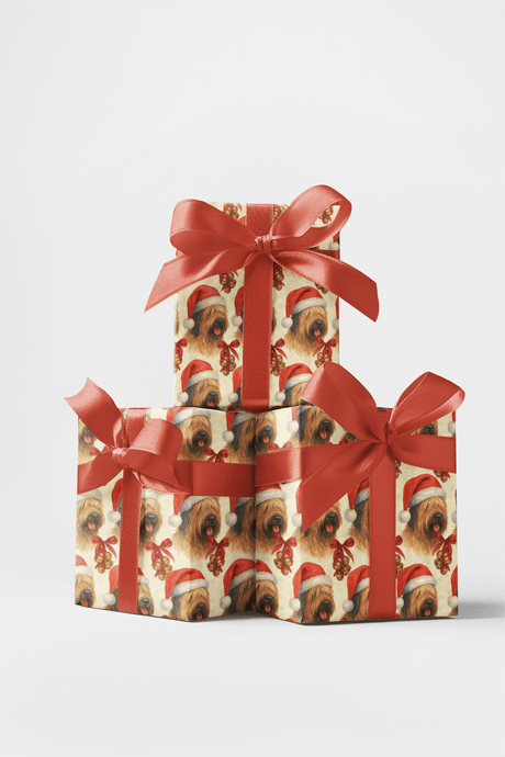 Tidings Beneath Tasseled Curls - Briard Wrapping Paper