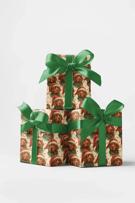 Chestnut Coats & Christmas Calm - Chesapeake Bay Retriever Wrapping Paper