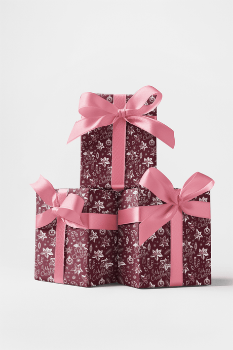 Merry & Bright Chalkboard - Watercolor Hearts Wrapping Paper