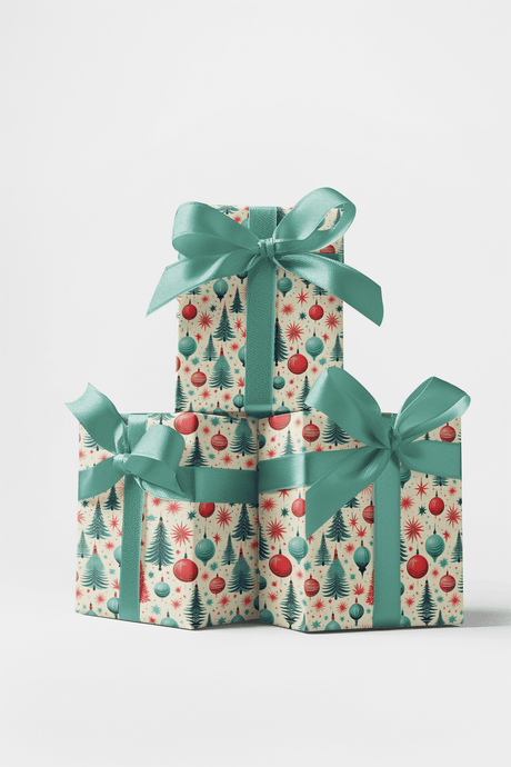 Midmod Merriment - Christmas Ornaments Wrapping Paper