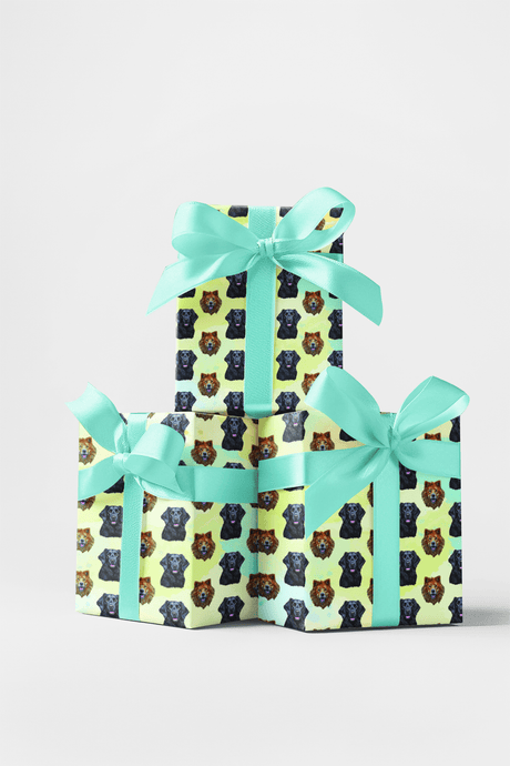London & Penny - Power Couple - Flat-Coated Retriever Wrapping Paper