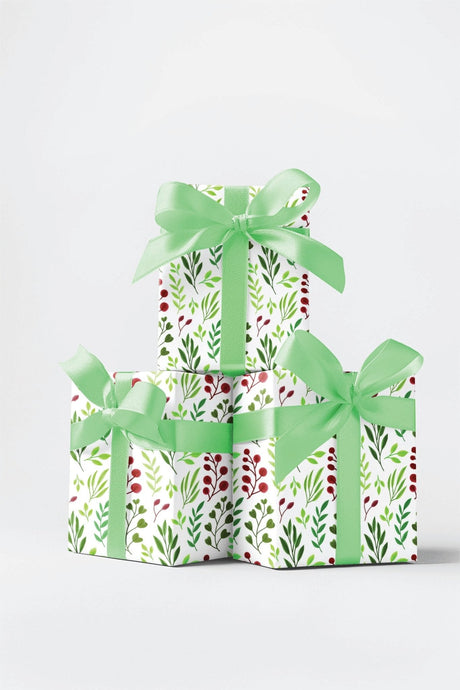 Red Bulbs and Greens - Mediterranean Tiles Wrapping Paper