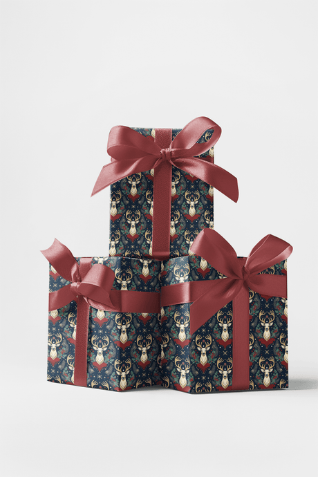 Yuletide Crest - Floral Pattern Wrapping Paper