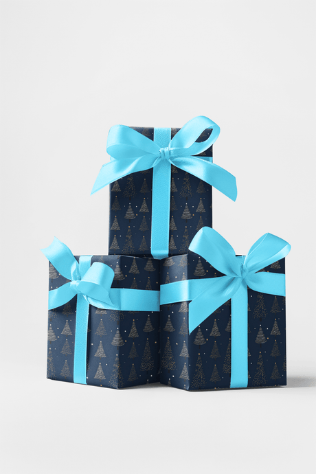 Night Christmas Trees Wrapping Paper