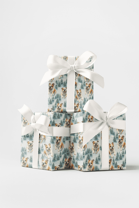 Winter Woof Trail - Bulldog Wrapping Paper