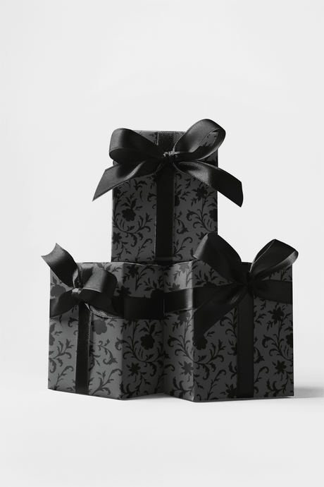 Obsidian Fleur - Floral Pattern Wrapping Paper