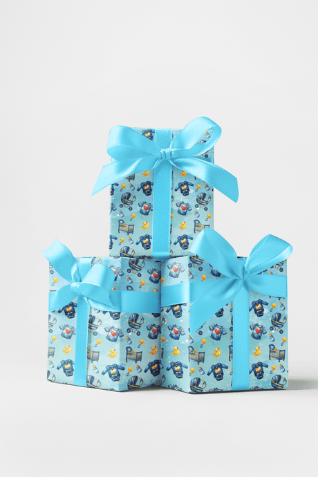 I Love Mom - Blue - Mother's Day Design Wrapping Paper