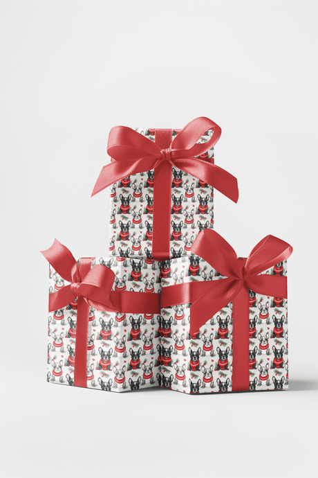 Frosty Frenchies - French Bulldog Wrapping Paper