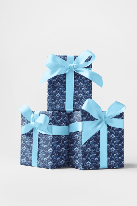 Baroque Bleu - Baroque Filigree Wrapping Paper