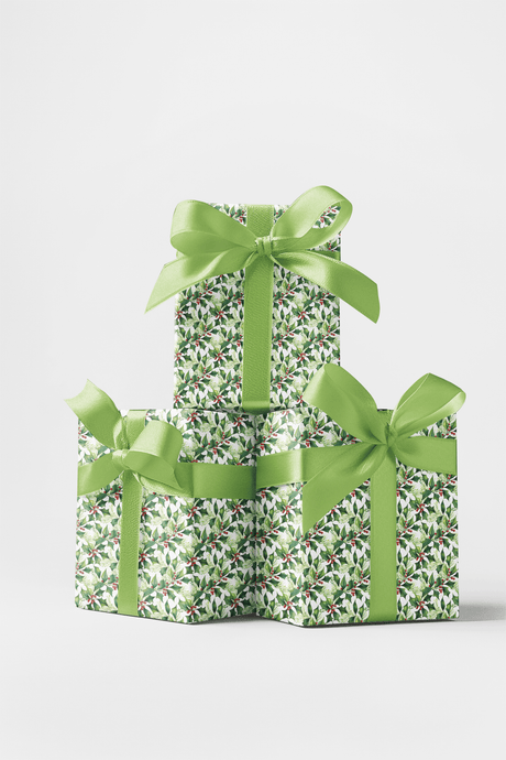 Merry Holly Blooms - Poinsettias Wrapping Paper