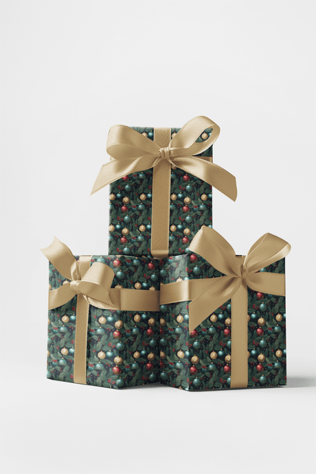 Fir & Frost - Christmas Ornaments Wrapping Paper