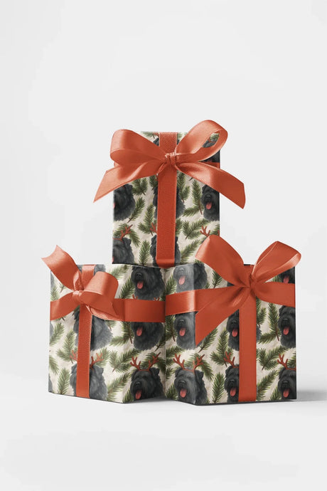 Garlanded Antler Joy - Bouvier des Flandres Wrapping Paper