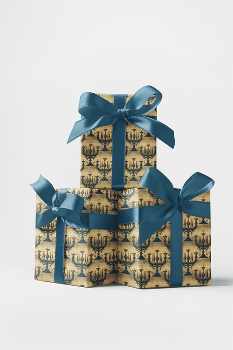 Shimmer of the Shamash - Hanukkah Design Wrapping Paper