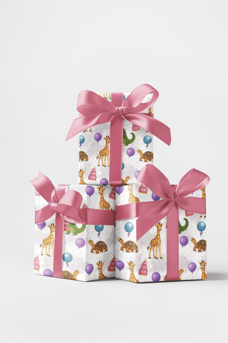 Safari Birthday Celebration - Giraffes Wrapping Paper