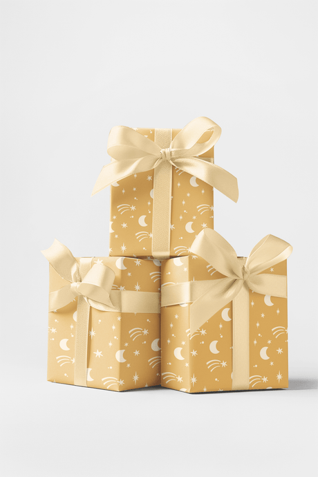 Ochre Orbit - Planets & Rockets Wrapping Paper