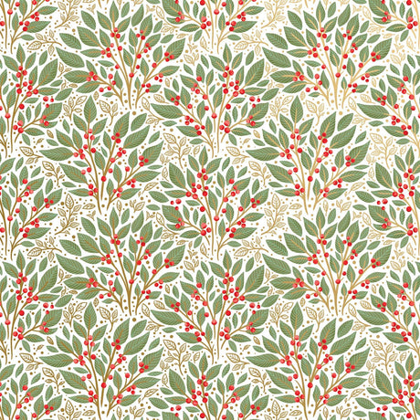 Holly Tapestry White - Gift Wrap - Jumbo Roll (30" x 10 ft.)